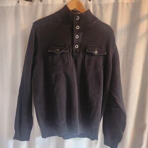 Bugatti Men's XL Quarter Zip/Snap Navy Blue Sweater